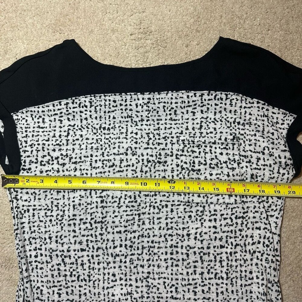 Calvin Klein Top Women’s Large Black And White Dot Print Color Block Pocket - Picture 7 of 13